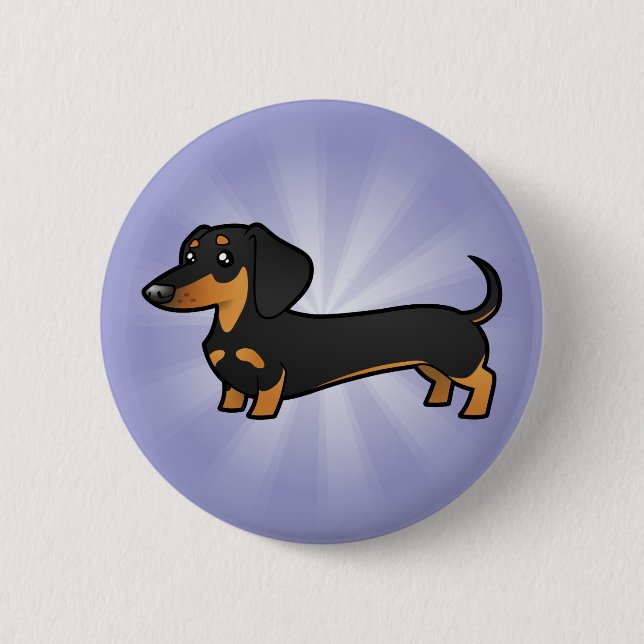 Cartoon Dachshund (smooth coat) Pinback Button (Front)