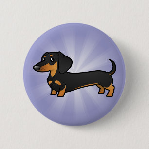 Cartoon Dachshund (smooth coat) Pinback Button
