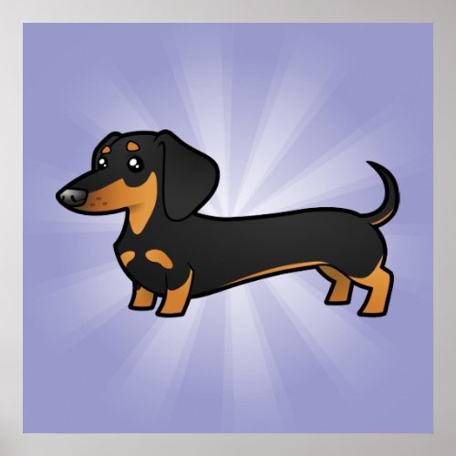 Cartoon Dachshund smooth coat Poster