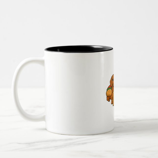 Cartoon Dachshunds as hot dogs Two-Tone Coffee Mug (Left)
