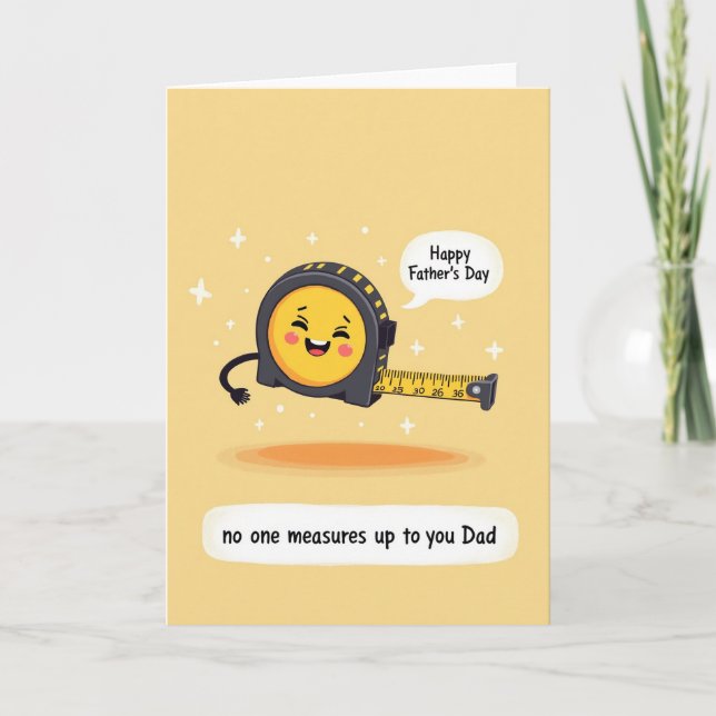 Cartoon Dads Day Measuring Card (Front)