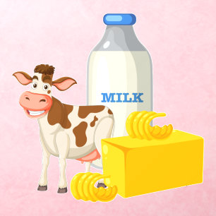 Cartoon Dairy Cheese Milk Cow Grocery Store 2 Wall Decal