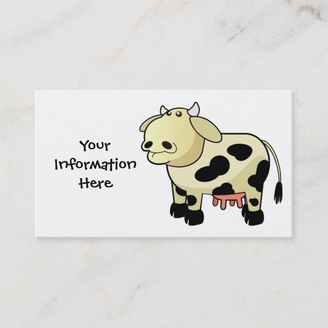 Cartoon Dairy Cow Business Cards (Front)
