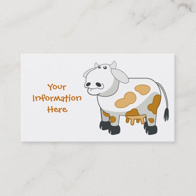 Cartoon Dairy Cow Business Cards (Front)