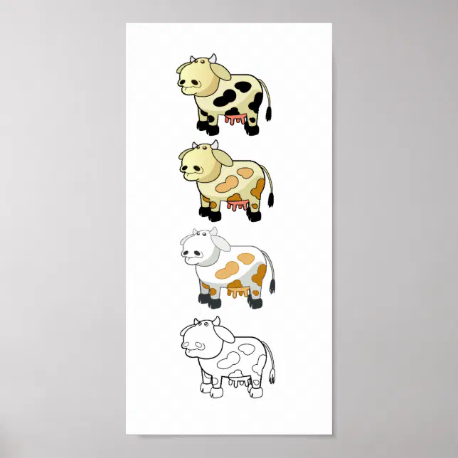Cartoon Dairy Cows Poster | Zazzle