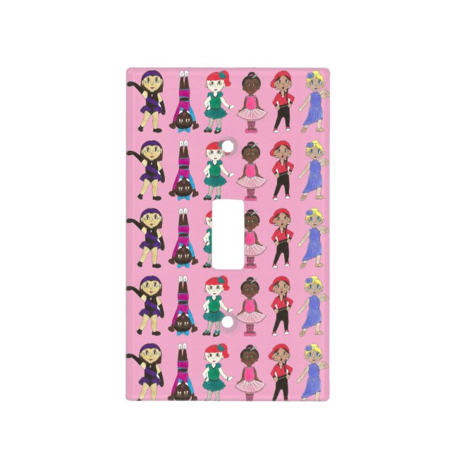 Cartoon Dancers Dance Girl Ballet Tap Jazz Acro Light Switch Cover (Front)