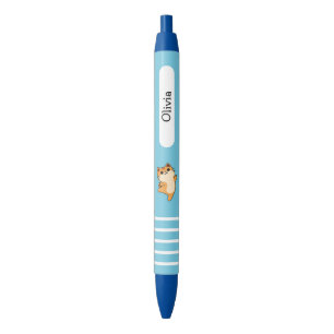 Cartoon Dancing Orange Cat, Custom, Blue Pen