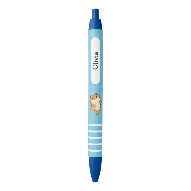 Cartoon Dancing Orange Cat, Custom, Blue Pen (Front Vertical)