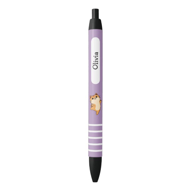 Cartoon Dancing Orange Cat, Custom, Purple Pen (Front Vertical)