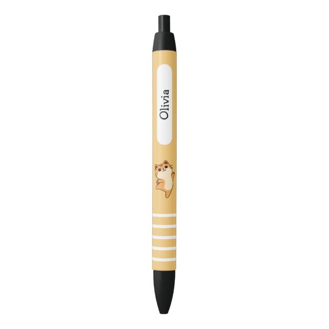 Cartoon Dancing Orange Cat, Custom, Yellow Pen (Front Vertical)