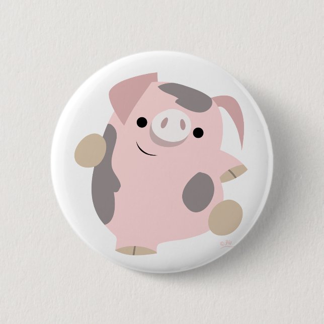Cartoon Dancing Pig button badge (Front)