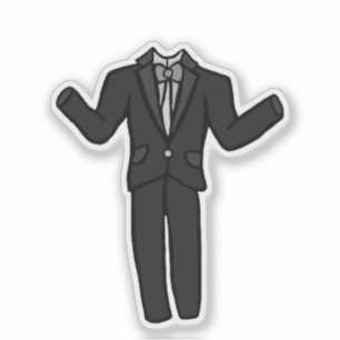 Cartoon Dark Gray Tuxedo Suit Sticker