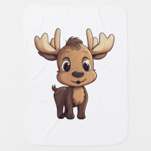 Cartoon deer illustration baby blanket
