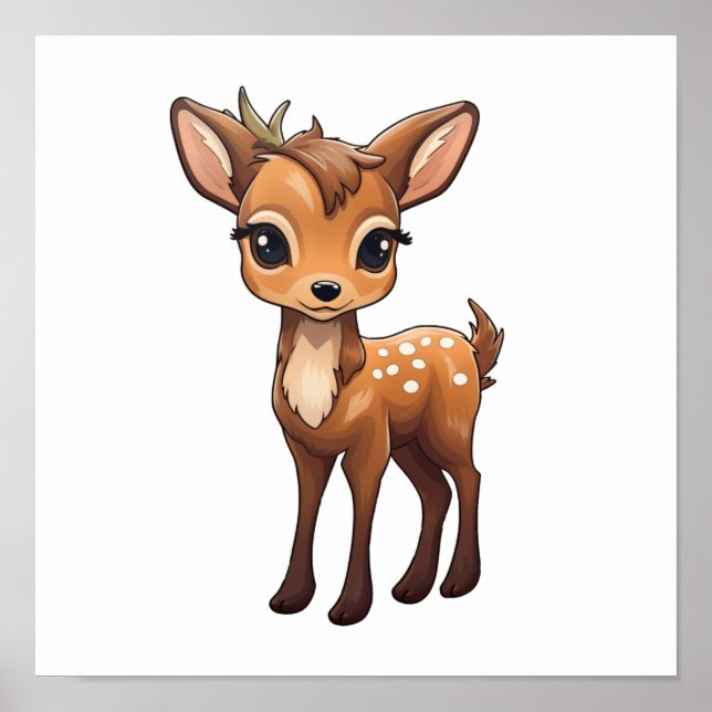  Cartoon deer illustration Poster (Front)