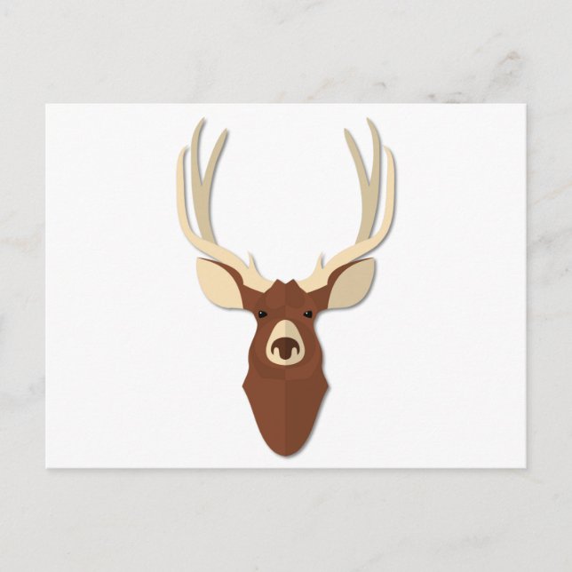 Cartoon Deer Stag Head Postcard (Front)