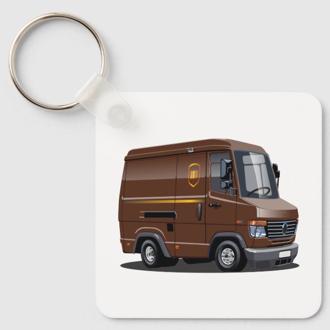 Cartoon delivery van keychain (Front)
