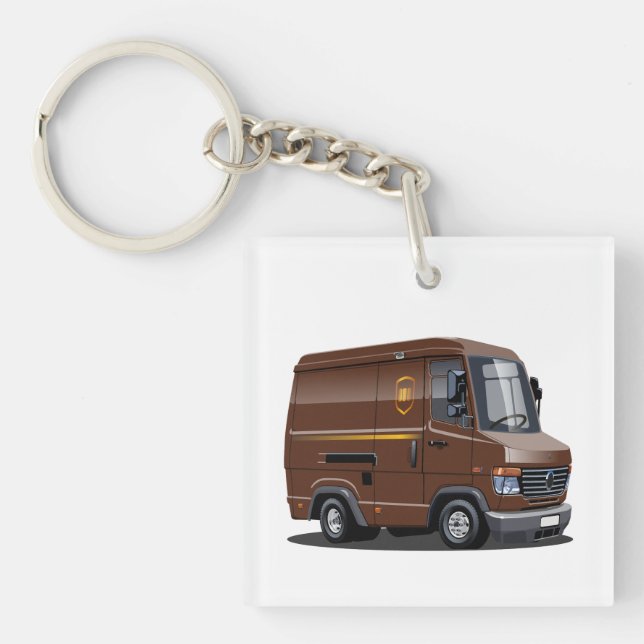 Cartoon delivery van keychain (Front)