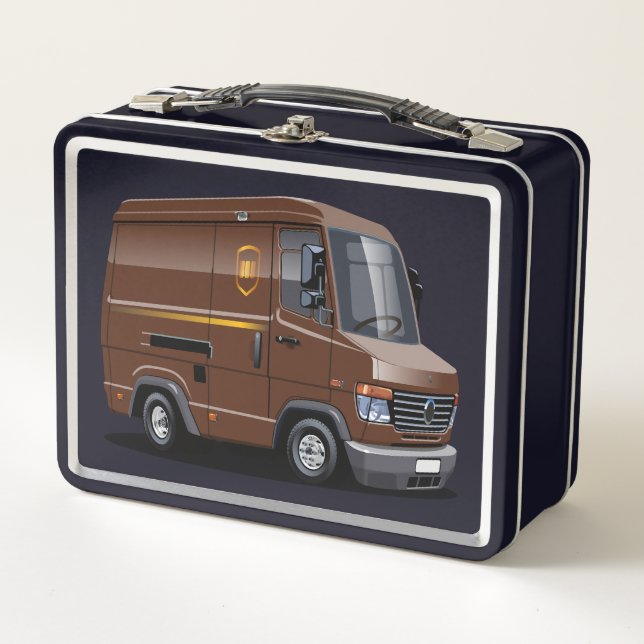 Cartoon delivery van metal lunch box (Front)