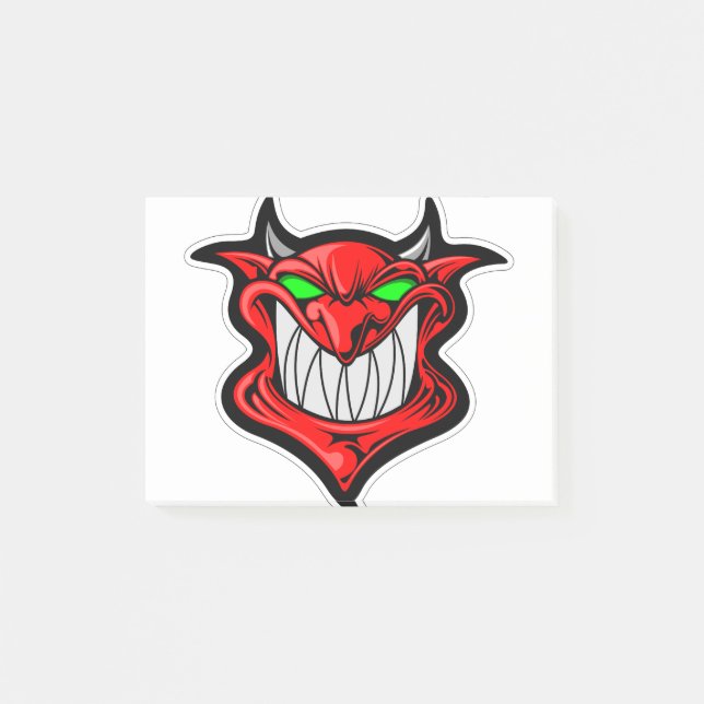 Cartoon demon face head satan post-it notes (Front)