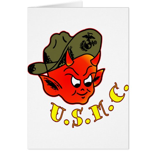 Cartoon Devil Marine Corps Cards (Front)