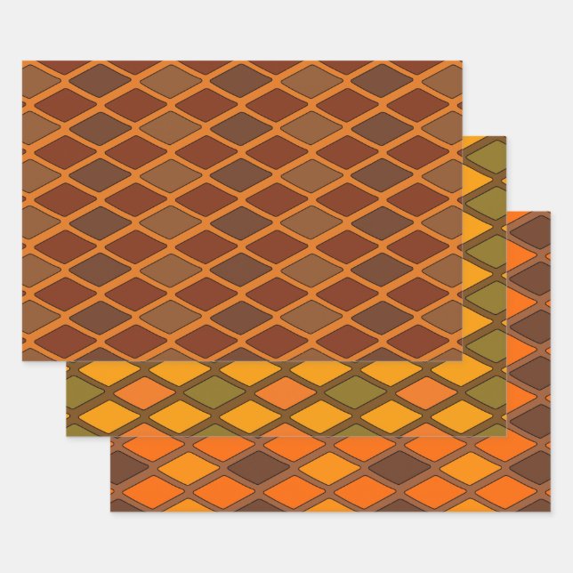 Cartoon Diamond Autumn Colors Wrapping Paper Sheets (Set)