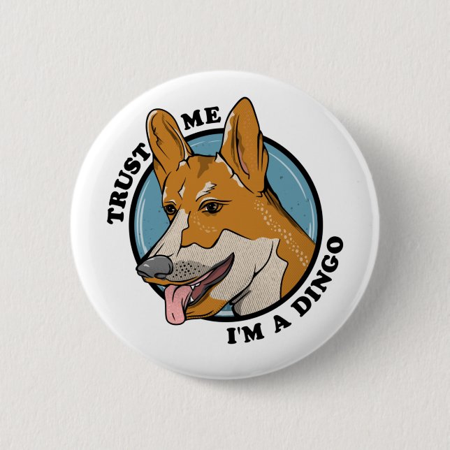 Cartoon Dingo Button (Front)