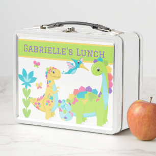 Cartoon Dino Dinosaur Personalized Colorful Metal Lunch Box