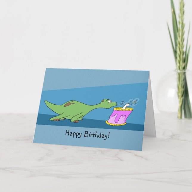 Cartoon Dinosaur Birthday Card (Front)