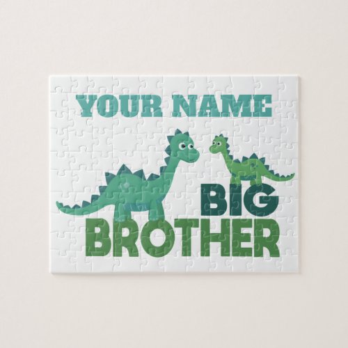 Cartoon dinosaur brothers boy announcement jigsaw puzzle