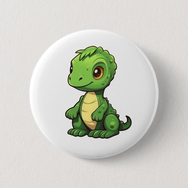 Cartoon dinosaur illustration button (Front)