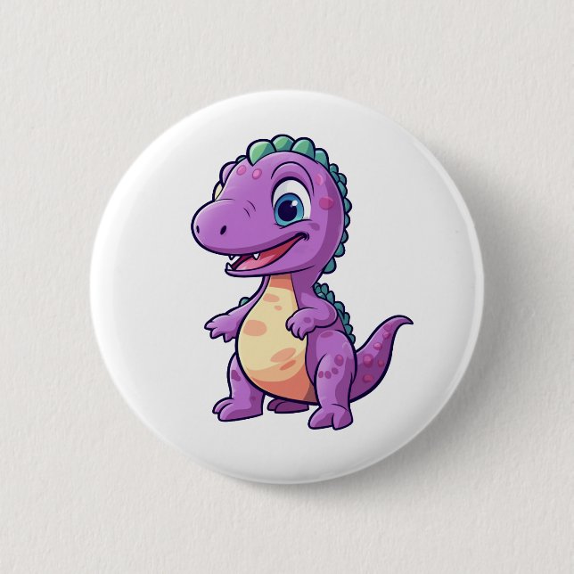 Cartoon dinosaur illustration button (Front)