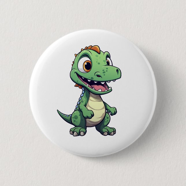 Cartoon dinosaur illustration button (Front)