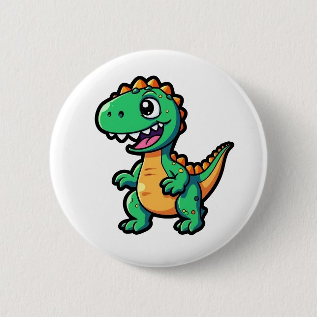 Cartoon dinosaur illustration button (Front)