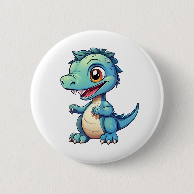 Cartoon dinosaur illustration button (Front)