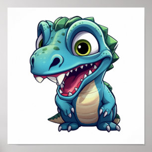 Cartoon dinosaur illustration poster