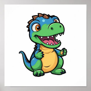 Cartoon dinosaur illustration poster