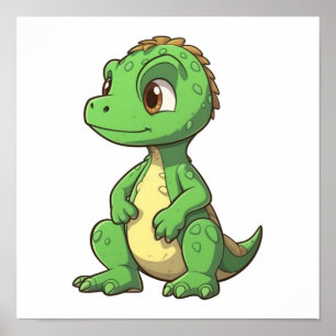 Cartoon dinosaur illustration poster