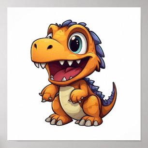 Cartoon dinosaur illustration poster