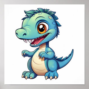 Cartoon dinosaur illustration poster