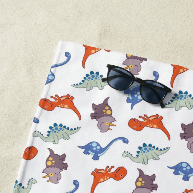 Cartoon Dinosaur Pattern Beach Towel (In Situ)