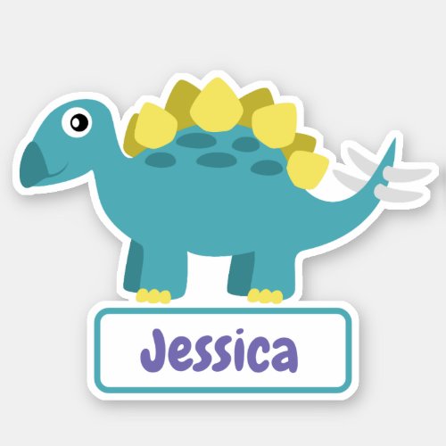 Cartoon Dinosaur Stegosaurus Kids Name Label 