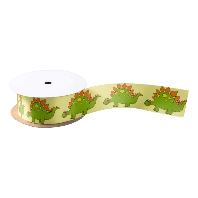 cartoon dinosaur stegosaurus satin ribbon (Spool)