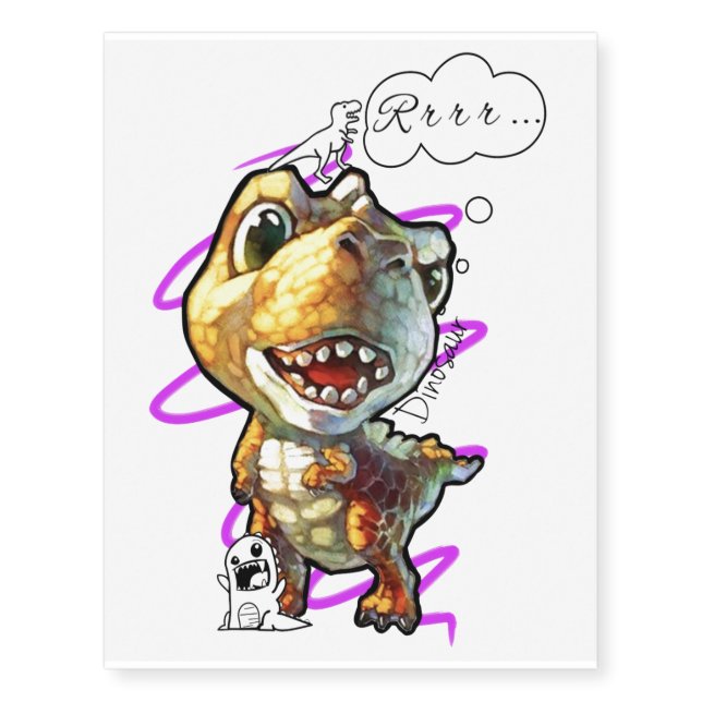 Cartoon Dinosaur Temporary Tattoos (Front)