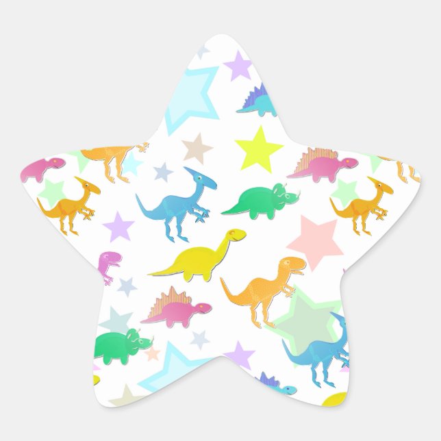 Cartoon Dinosaurs Color Star Sticker (Front)