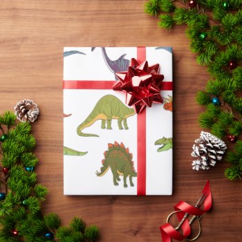 Cartoon Dinosaurs Wrapping Paper by PugWiggles at Zazzle