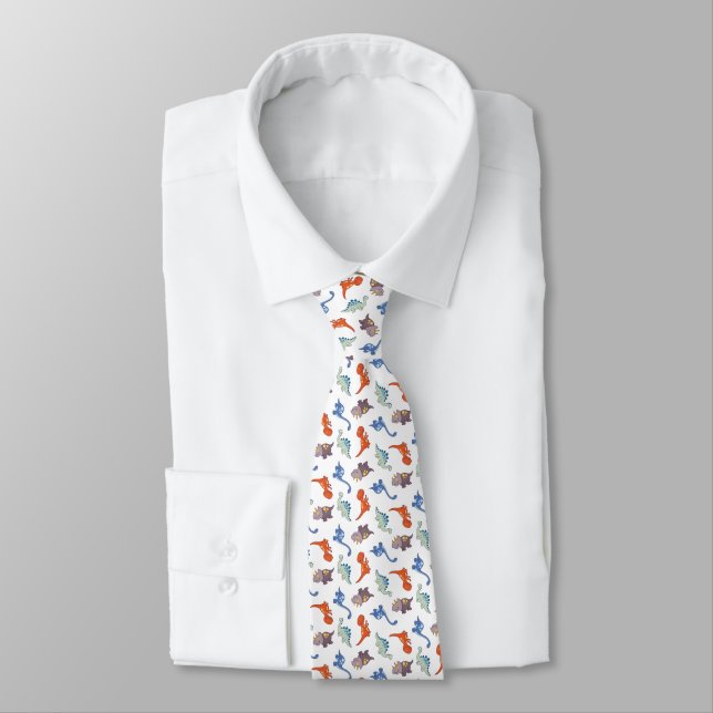 Cartoon Dinosaurs Your Background Color Neck Tie (Tied)