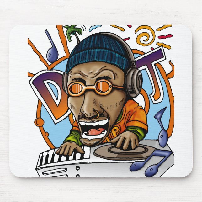 Cartoon DJ character design Mouse Pad (Front)