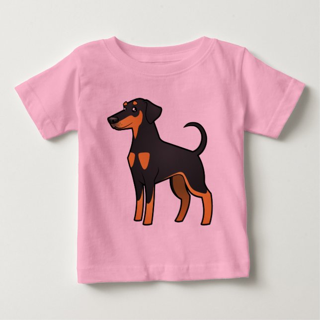 Cartoon Doberman Pinscher (floppy ears) Baby T-Shirt (Front)