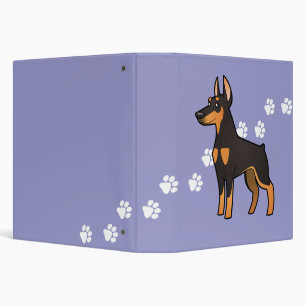 Cartoon Doberman Pinscher (pointy ears) 3 Ring Binder
