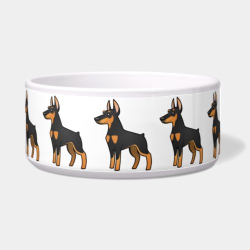 Cartoon Doberman Pinscher pointy ears Bowl